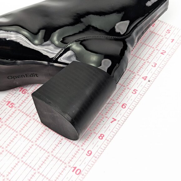 Open Edit Women Chloe Faux Patent Leather Retro Square Toe Ankle Boots sz 11 - Picture 6 of 7